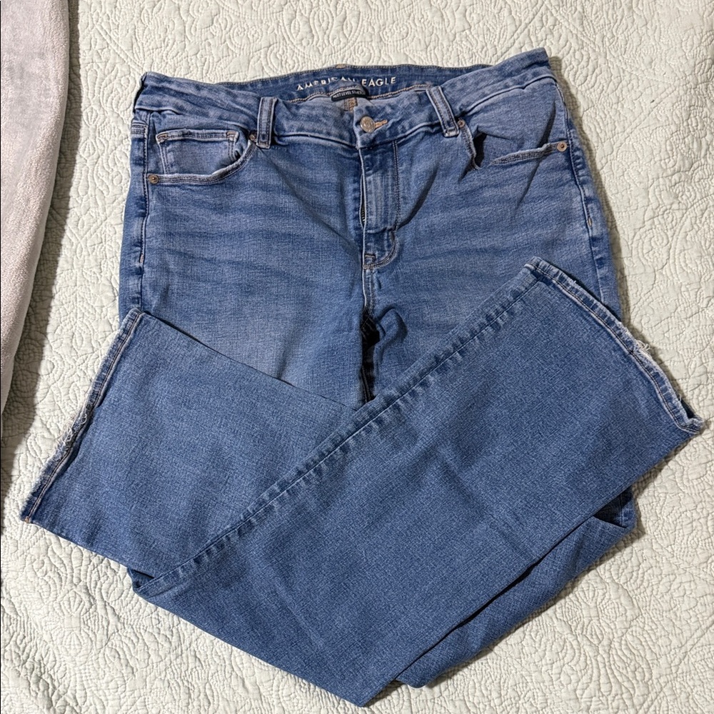 American Eagle Outfitters Women's Blue Skinny Kick Jeans (curvy high rise)